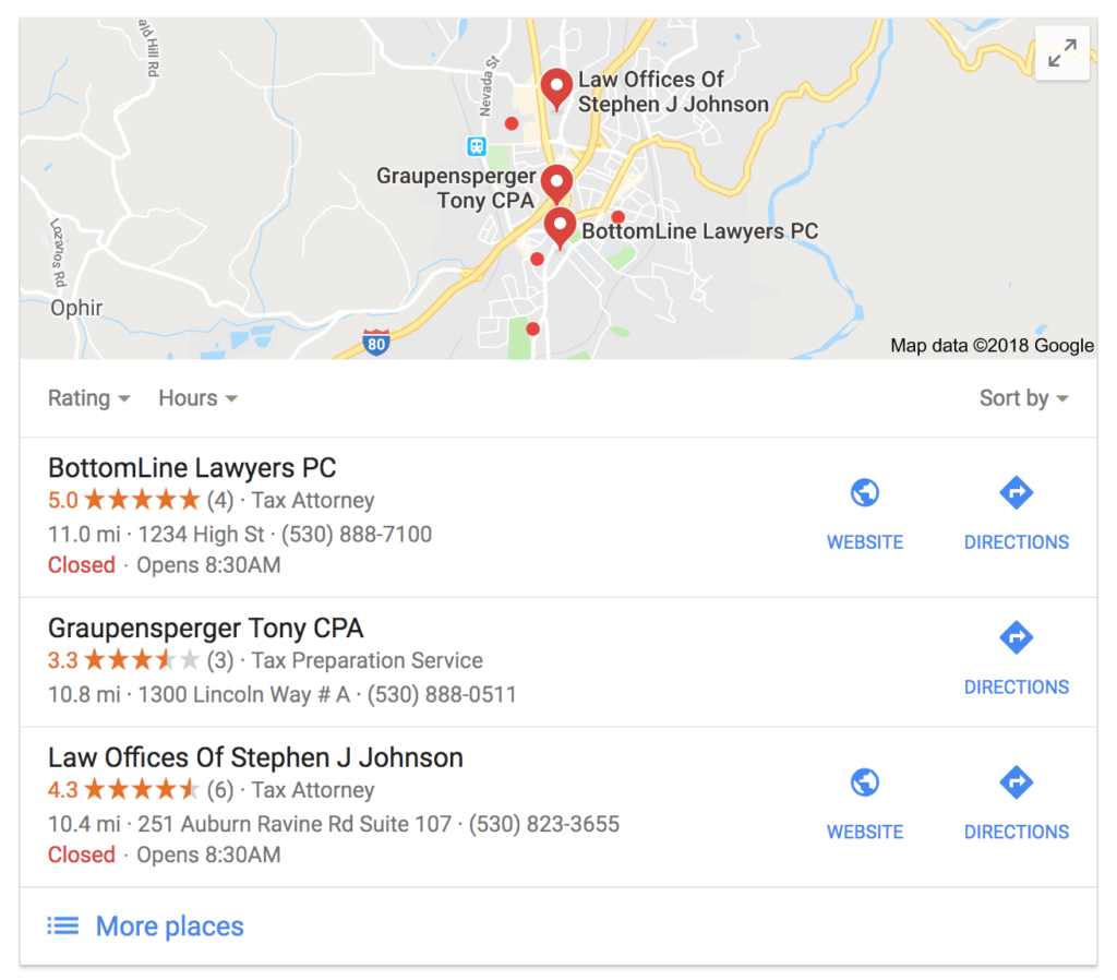 local pack results for tax attorney in auburn ca